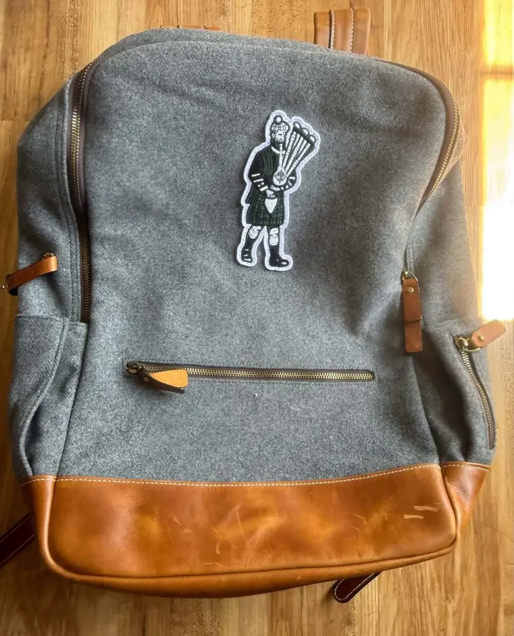 Heritage Gear Wool Backpack with Willie Kidd Bagpiper Patch